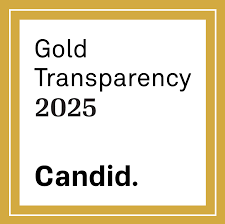 A square image with a thin gold border and the text Gold Transparency 2025 in black on a white background. Below it, the word Candid. is bold and prominent.