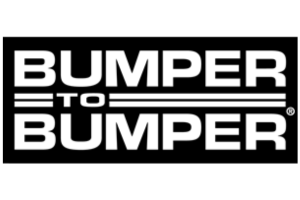 The image shows a black rectangle with the words BUMPER TO BUMPER in bold white uppercase letters, separated by three white horizontal lines in the middle.